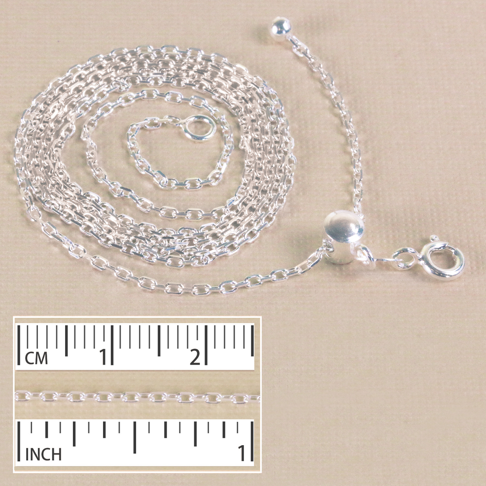 Chain & Clasps Sterling Silver Adjustable 1.4mm Cable Chain, up to 22"